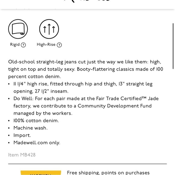 Madewell Classic Straight Leg Jeans in Croston Wash Size 24 - Picture 5 of 15